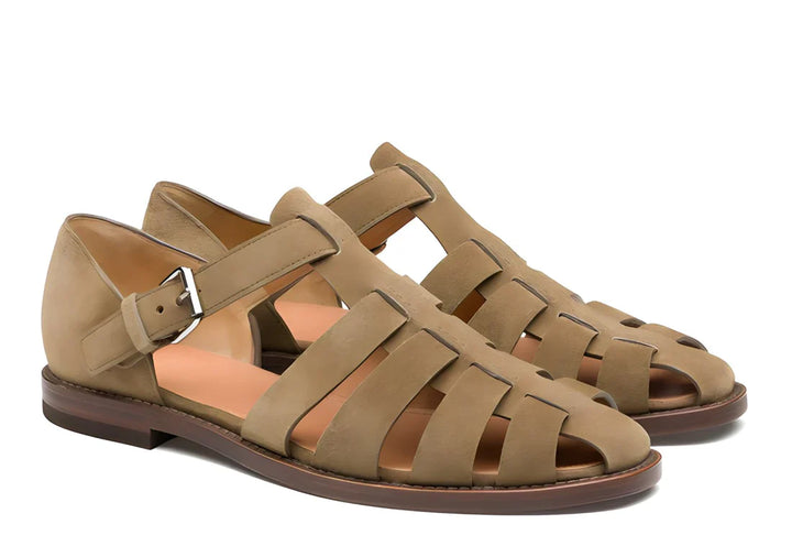 "Stijlvolle leren gladiator sandalen voor heren met stevige rubberen zool, antislip en duurzame bandjes voor comfort."