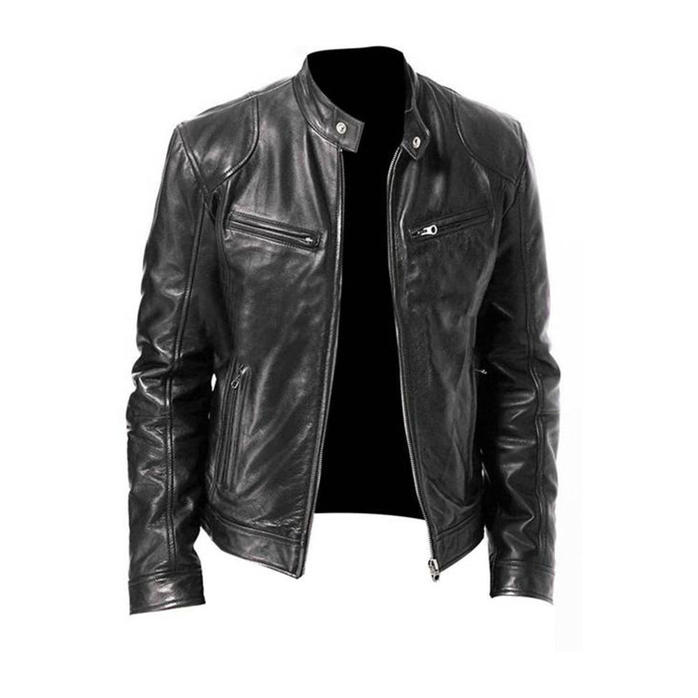 "Stijlvolle leren zomerjas voor heren in biker design, met een tijdloze en stoere uitstraling, perfect voor modebewuste manne