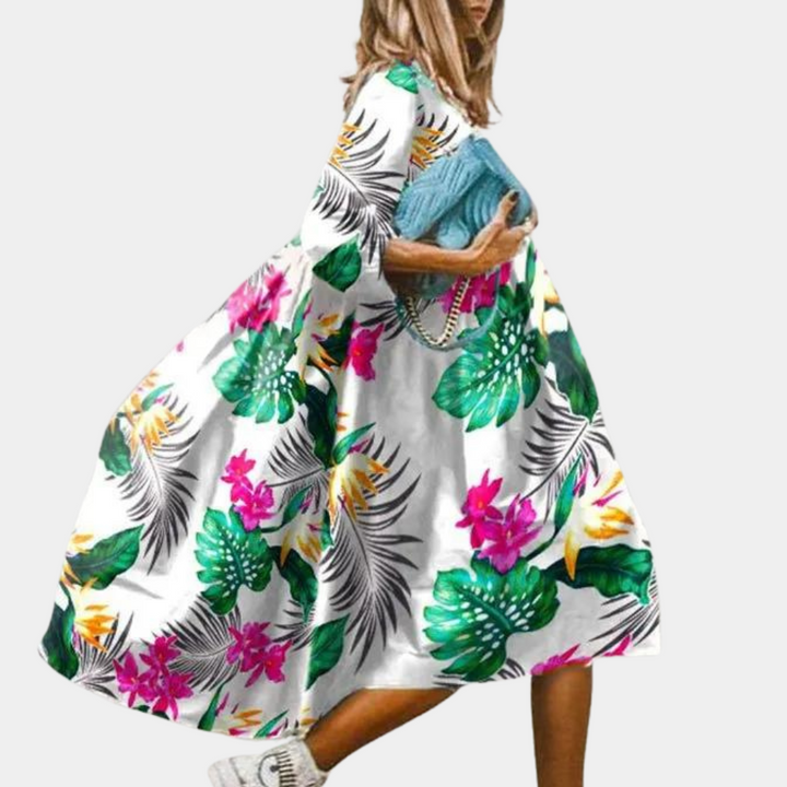 "Stijlvolle Melinda kaftan zomerjurk voor dames in groen, katoen, elegante look, ideaal voor warme dagen en speciale gelegenh