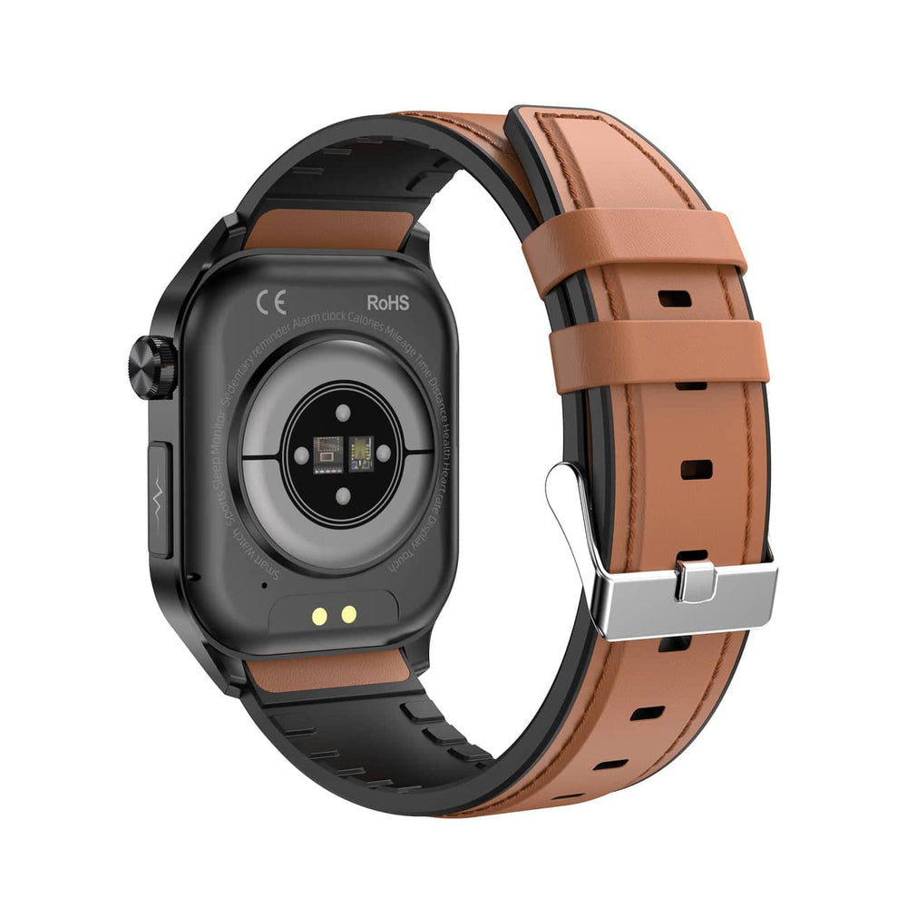 "Stijlvolle smartwatch met ECG, bloedsuiker- en bloeddrukmonitor, full-color touchscreen, waterbestendig."