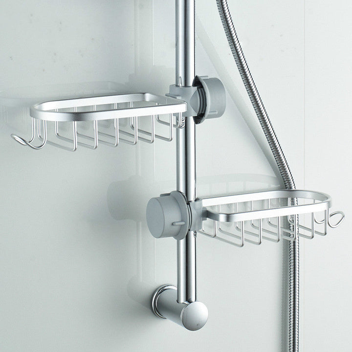 "Stijlvolle, sneldrogende aluminium douchemand, ophangbaar, ruimtebesparend ontwerp, verkrijgbaar in zilver, zwart, wit."