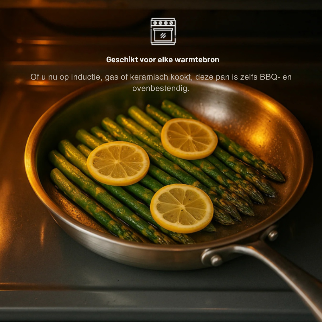Hoogwaardige gehamerde koekenpan van titanium. Een duurzame en stijlvolle toevoeging aan uw keuken.