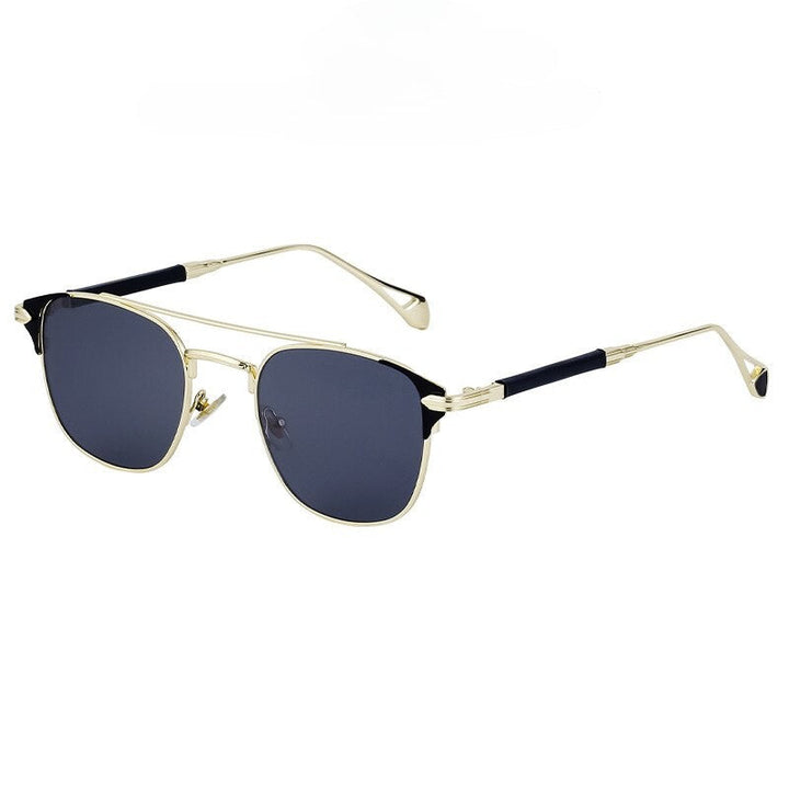 Moderne unisex zonnebril met optimale UV-bescherming. Lichtgewicht design voor comfort en stijl in zwart, goud, zilver.