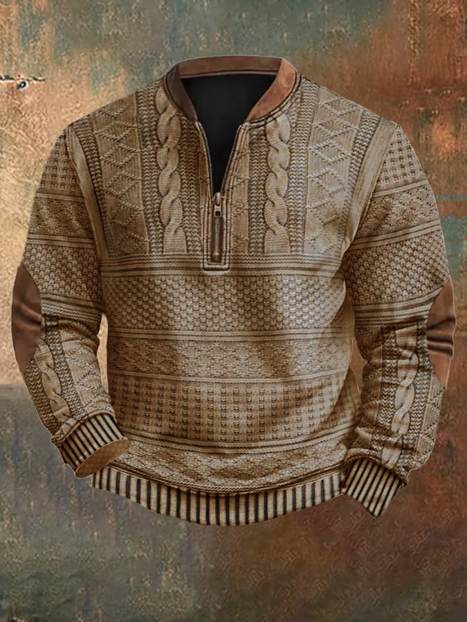 Heren vintage sweater gebreid met rits, casual en stijlvol. Perfecte mode bovenkleding voor de winter.