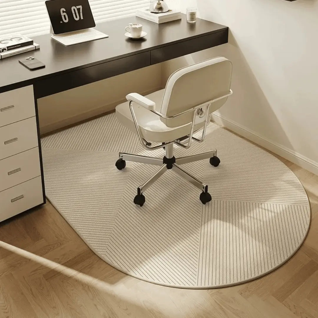 "Stijlvolle vloermat voor bureaustoel, krasbestendig kortlussen-fleece. Perfect voor thuiswerkplek, diverse maten en designs.