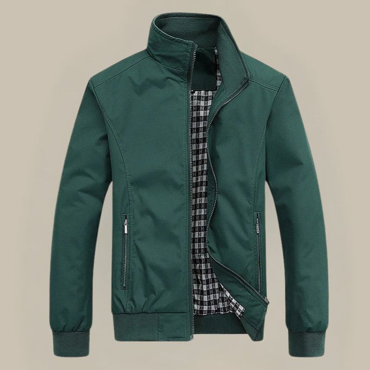 "Stijlvolle winter windjas voor mannen in blauw, grijs, groen of zwart. Elegant design, winddicht en ademend materiaal."