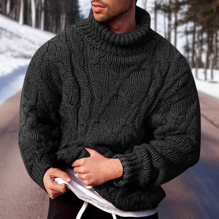Herentrui gebreid zwart met comfortabele pasvorm voor herfst en winter.