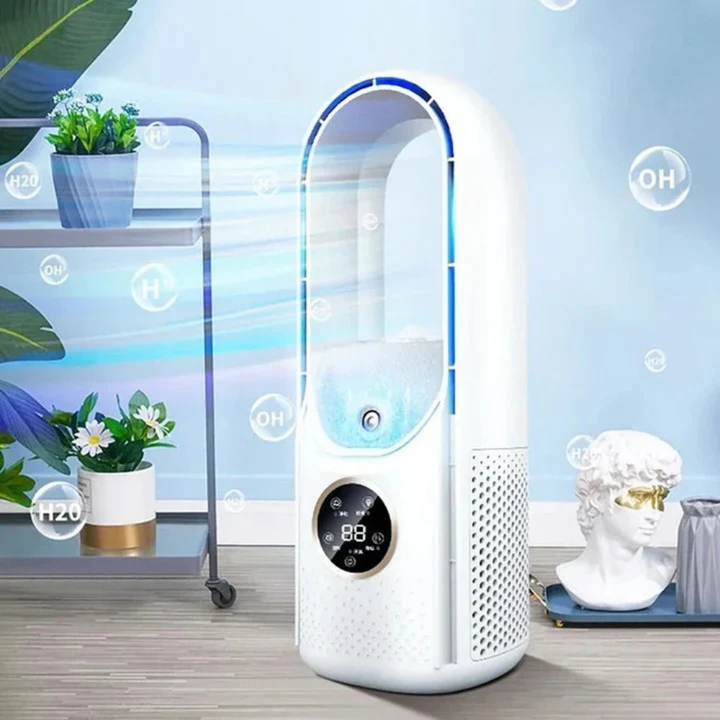 Stille compacte draagbare airconditioner met bladloze koeling voor slaapkamer of kantoor.