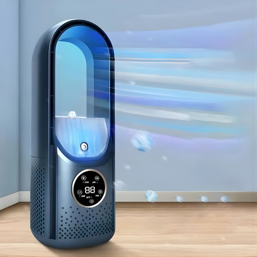 Compacte bladloze stille airco voor optimale koeling. Draagbaar, ideaal voor slaapkamer, woonkamer of kantoor.
