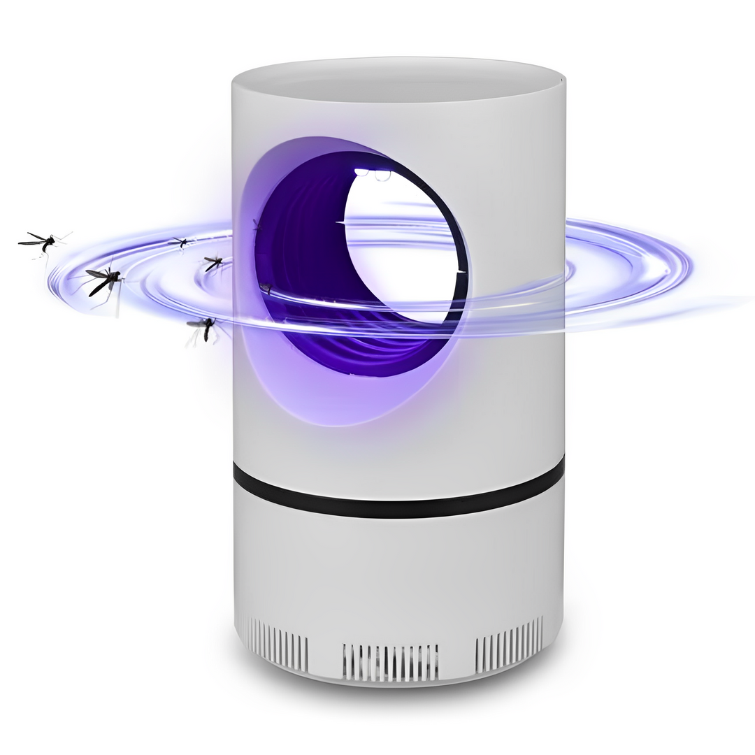 "Stille elektrische LED muggenlamp met UV-licht en ventilator, ideaal voor muggenbestrijding binnen en buiten."