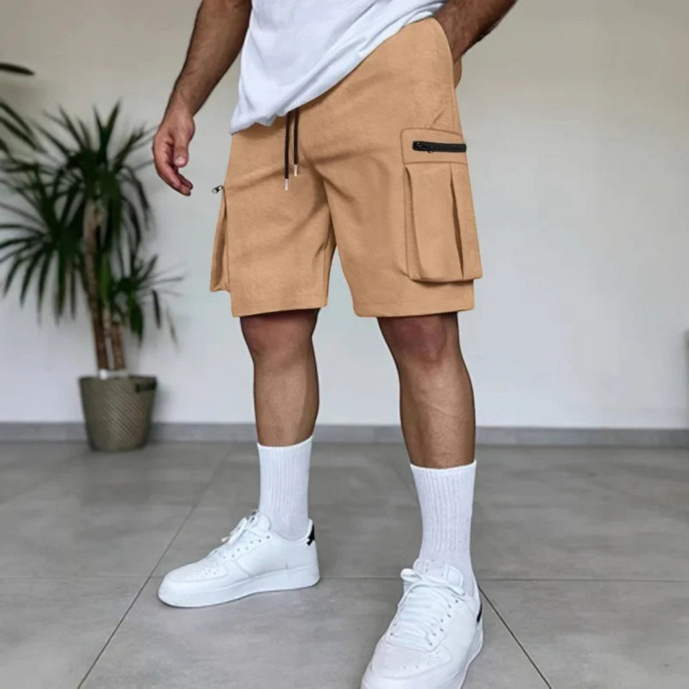 "Stoere lichtgewicht cargo shorts voor mannen, ademend katoenmix, meerdere zakken, ideaal voor zomeravonturen."