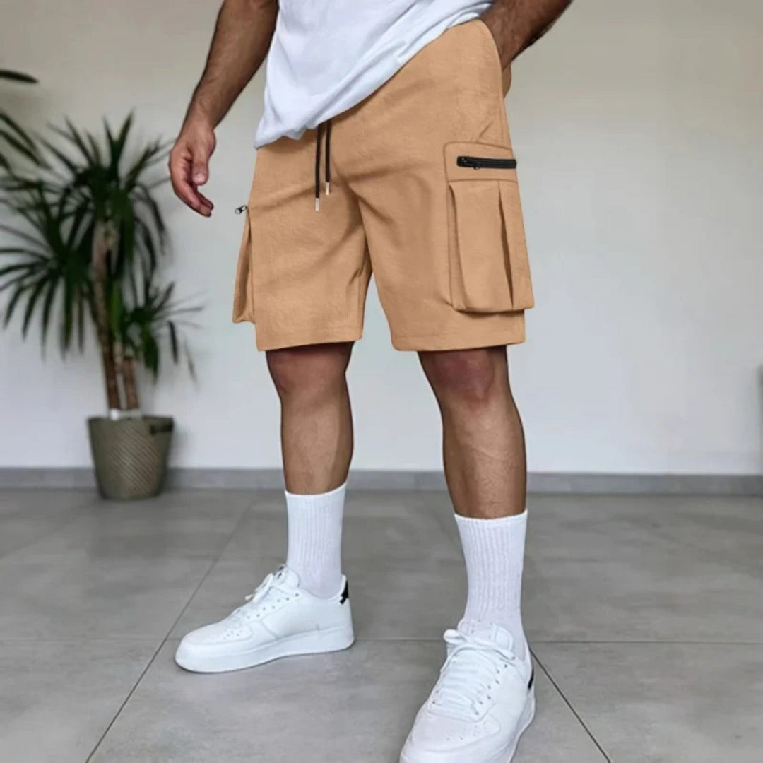 "Stoere lichtgewicht cargo shorts voor mannen, ademend katoenmix, meerdere zakken, ideaal voor zomeravonturen."