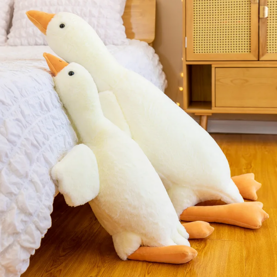 "Superzacht knuffel gans kussen, pluche speelgoed met speels ontwerp en verschillende afmetingen, perfect voor comfort."
