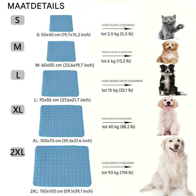 Duurzame, wasbare koelmat voor huisdieren; verkoelend comfort voor hond of kat tijdens warme zomerdagen.