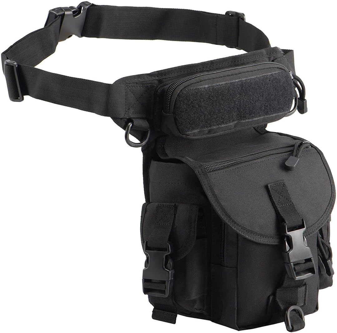Veelzijdige tactische beentas voor heren; een motor tas, outdoor tas en reispartner in één, in beige.