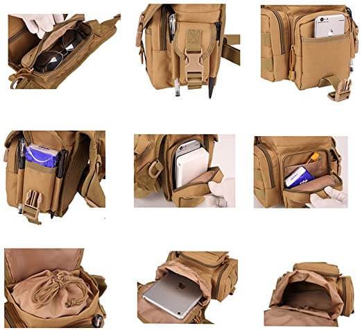 Duurzame tactische been tas, waterafstotend en functioneel voor actieve heren. Perfecte outdoor accessoire.