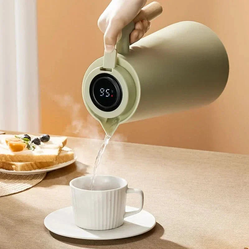 Thermoskan 1 liter met digitale temperatuurweergave voor koffie & thee. Ideaal voor thuis, kantoor of onderweg.