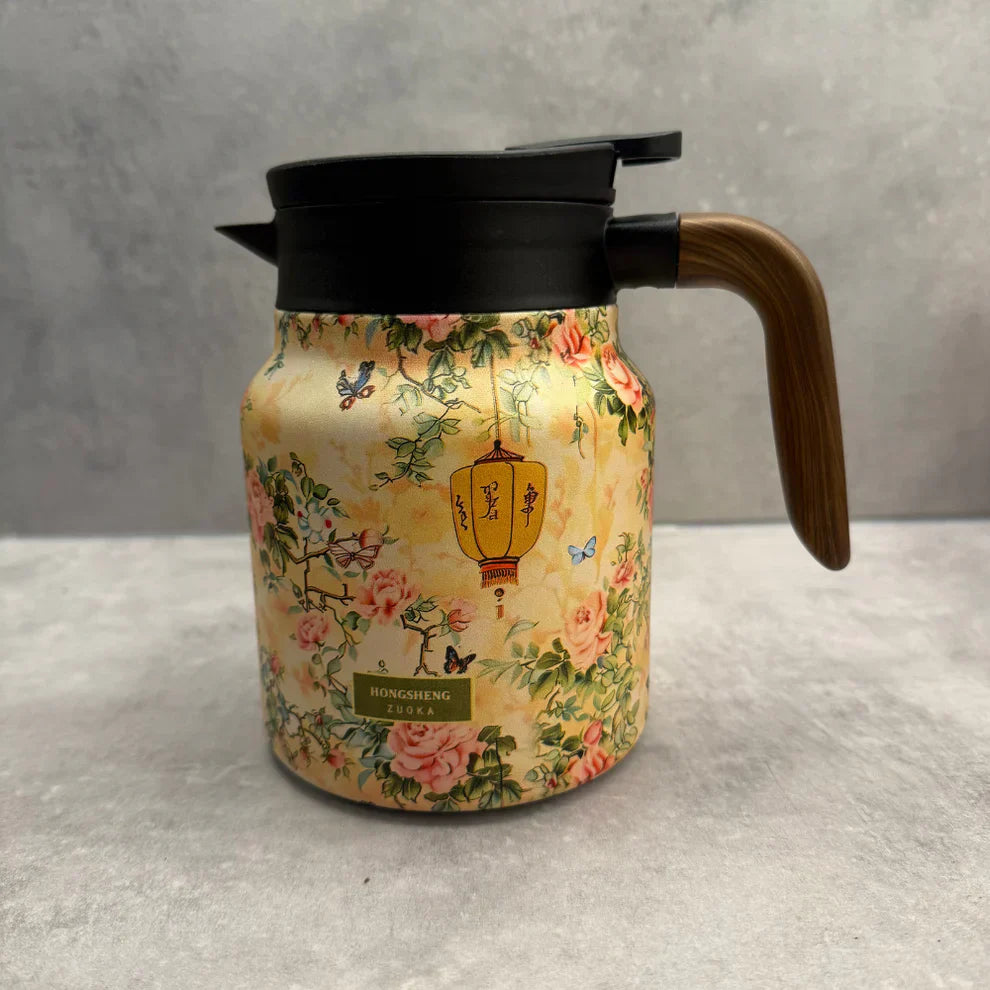 Elegante roestvrijstalen thermoskan met theezeef. Geniet langer van warme thee of koffie.