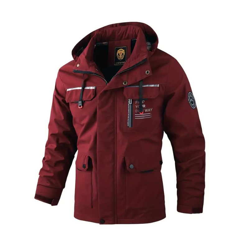 "Tijdloos heren bomberjack, veelzijdig en stijlvol in legergroen, rood en zwart, geschikt voor casual en semi-formele gelegen