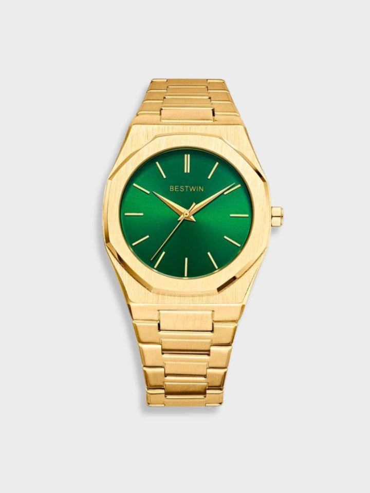 Tijdloos roestvrijstalen horloge met elegante afwerking, klassiek ontwerp, zilveren wijzerplaat en duurzame metalen band.