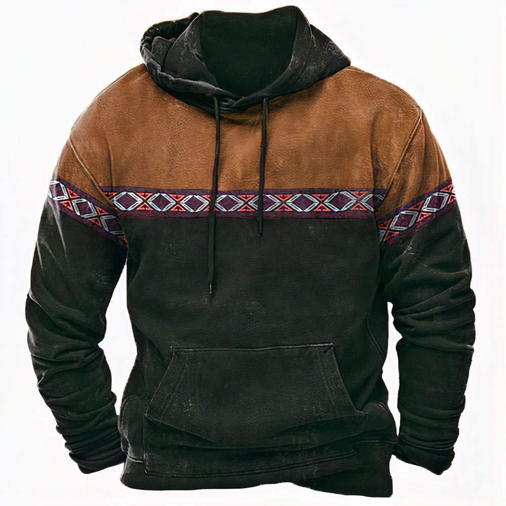 Heren model draagt casual vintage trui, perfecte tijdloze mode voor elke gelegenheid. Comfortabele retro sweater.