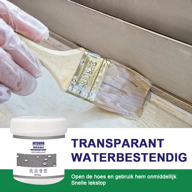 Fles transparante waterdichte afdichtingscoating voor gebouwen, ideaal voor lekkages en vochtwerende bescherming.