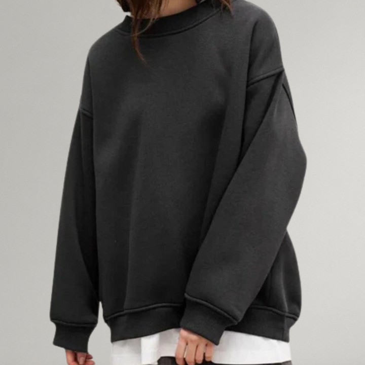 Stijlvolle dames oversized sweater met ronde hals; comfortabele losse pasvorm, ideaal voor casual outfits.
