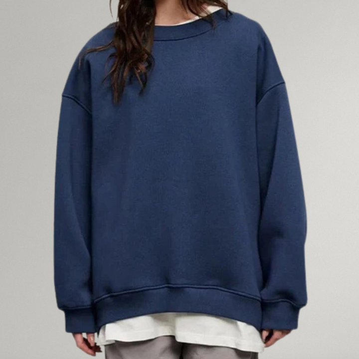 Veelzijdige oversized trui voor dames; trendy met lange mouwen en losse pasvorm, perfecte herfstkleding.