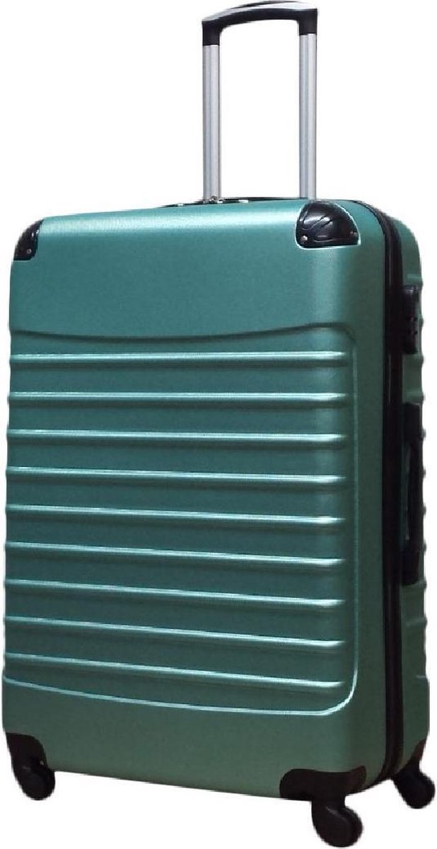 Praktische 2-delige groene hardcase reiskofferset, essentieel voor je volgende vakantie.