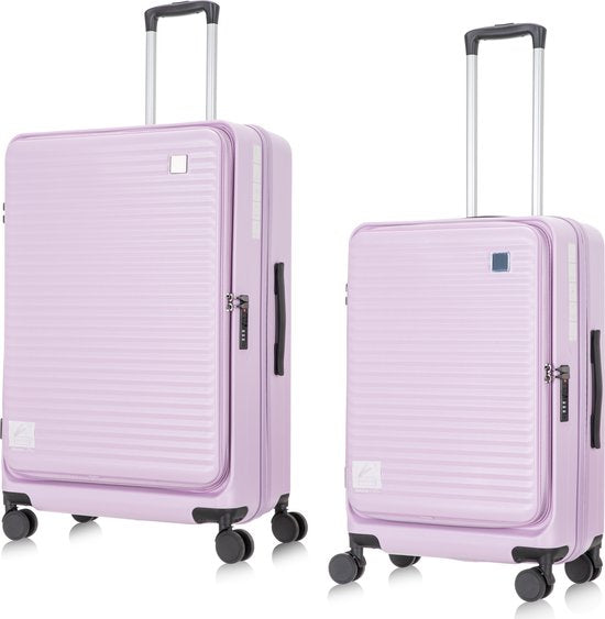 Slimme harde kofferset (2 stuks) voor reizen met laptopvak en soepele wielen, voor stressvrij vervoer.