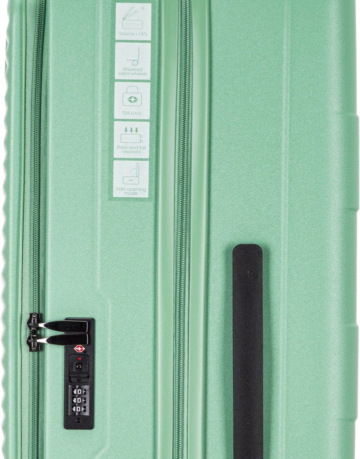 Sterke hardcase kofferset met handig laptopvak en veilig TSA-slot, ontworpen voor comfortabel reizen.
