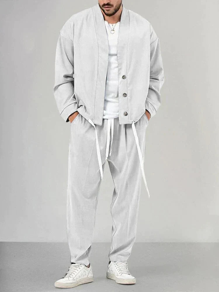 "Tweedelige vrijetijdsset donkergrijs, stijlvolle sportieve outfit met verstelbare trekkoorden, comfortabel polyester ontwerp