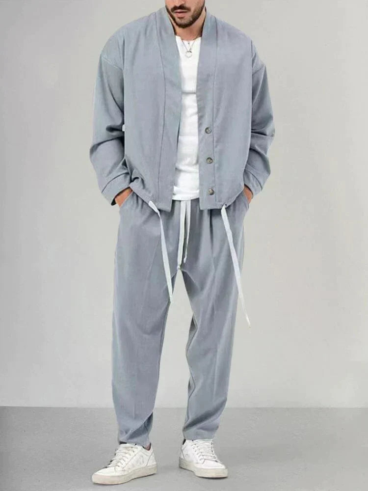 "Tweedelige vrijetijdsset donkergrijs, stijlvolle sportieve outfit met verstelbare trekkoorden, comfortabel polyester ontwerp