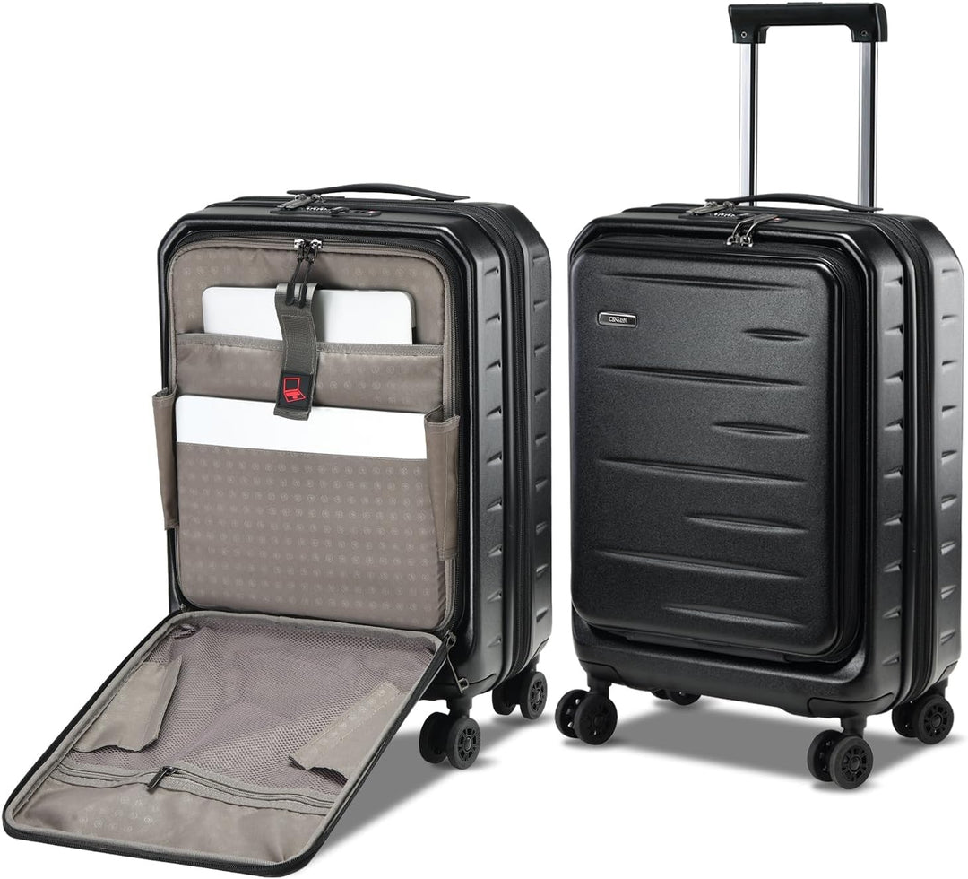 Bagage: uitbreidbare koffer met harde schaal, voorklep en TSA-slot voor maximale veiligheid.