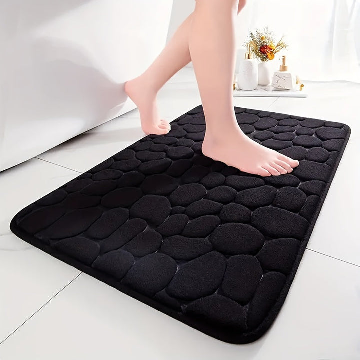 Badmat van duurzaam polyester, beige, met antislip rugzijde, perfect voor intensief gebruik.