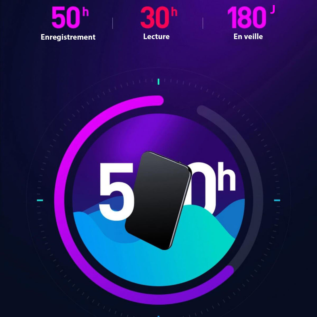 "Ultradunne Mini Spy Microfoon Recorder, 5mm dik, zwart ontwerp, voor discreet en krachtig audiovastleggen."