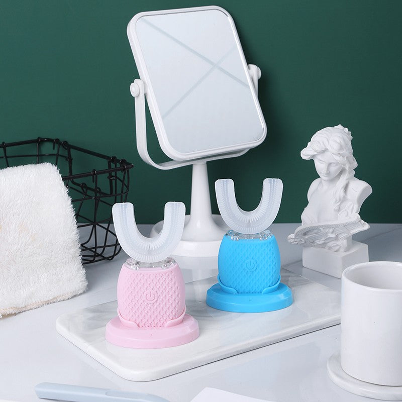 "Ultrasone 360° elektrische tandenborstel met witte siliconenborstels voor diepe sonische reiniging"