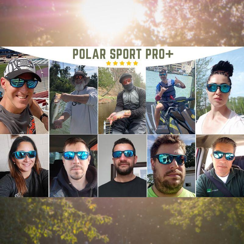 Blauwe sport zonnebril met UV-bescherming en gepolariseerde lenzen, voor helder zicht tijdens het sporten.