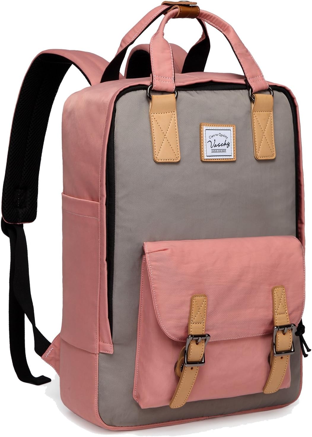 Stijlvolle unisex 15.6" vintage laptoprugzak gedragen in stedelijke omgeving, perfecte werktas of reistas.