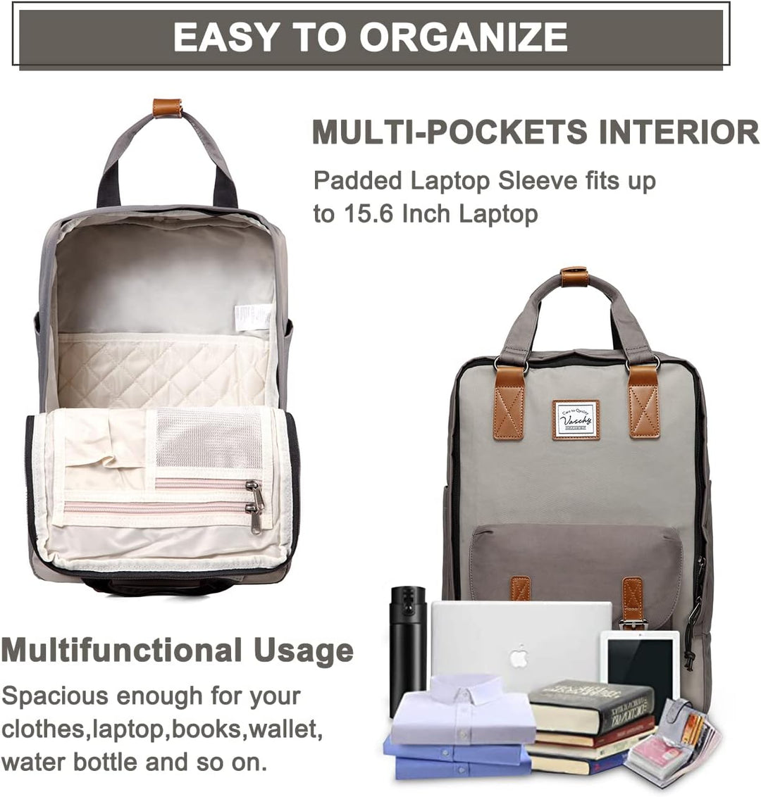 Achterkant van de UrbanEase 15.6" laptoprugzak met comfortabele schouderbanden, waterdicht en unisex.