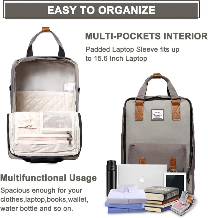 Achterkant van de UrbanEase 15.6" laptoprugzak met comfortabele schouderbanden, waterdicht en unisex.
