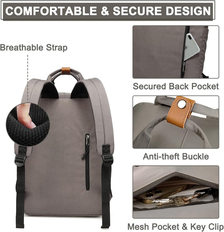 Een 15.6 inch laptop past perfect in de speciale sleeve van deze waterdichte UrbanEase vintage rugzak.