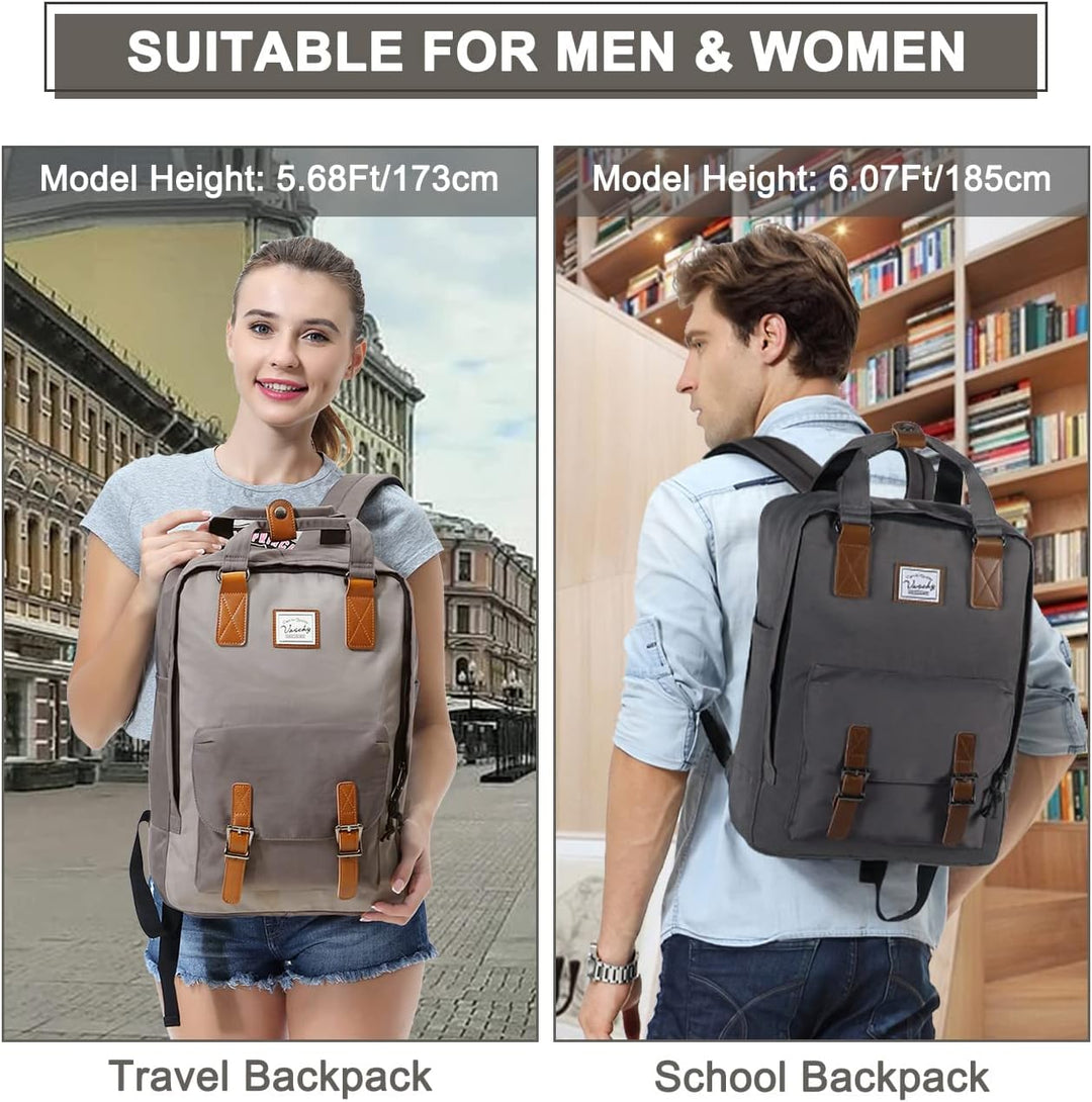 Unisex vintage schooltas UrbanEase, 15.6" waterdichte laptoprugzak met ruimte voor boeken en schoolspullen.