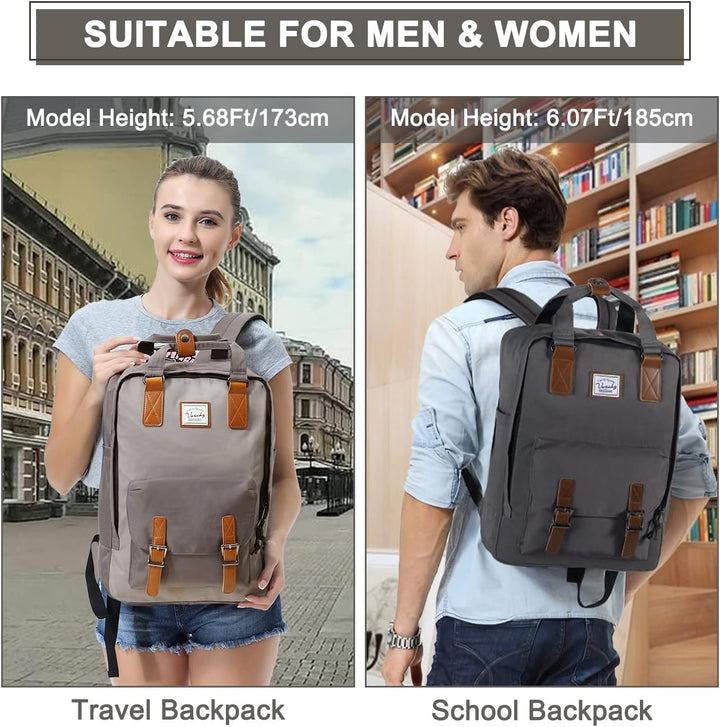 Unisex vintage schooltas UrbanEase, 15.6" waterdichte laptoprugzak met ruimte voor boeken en schoolspullen.