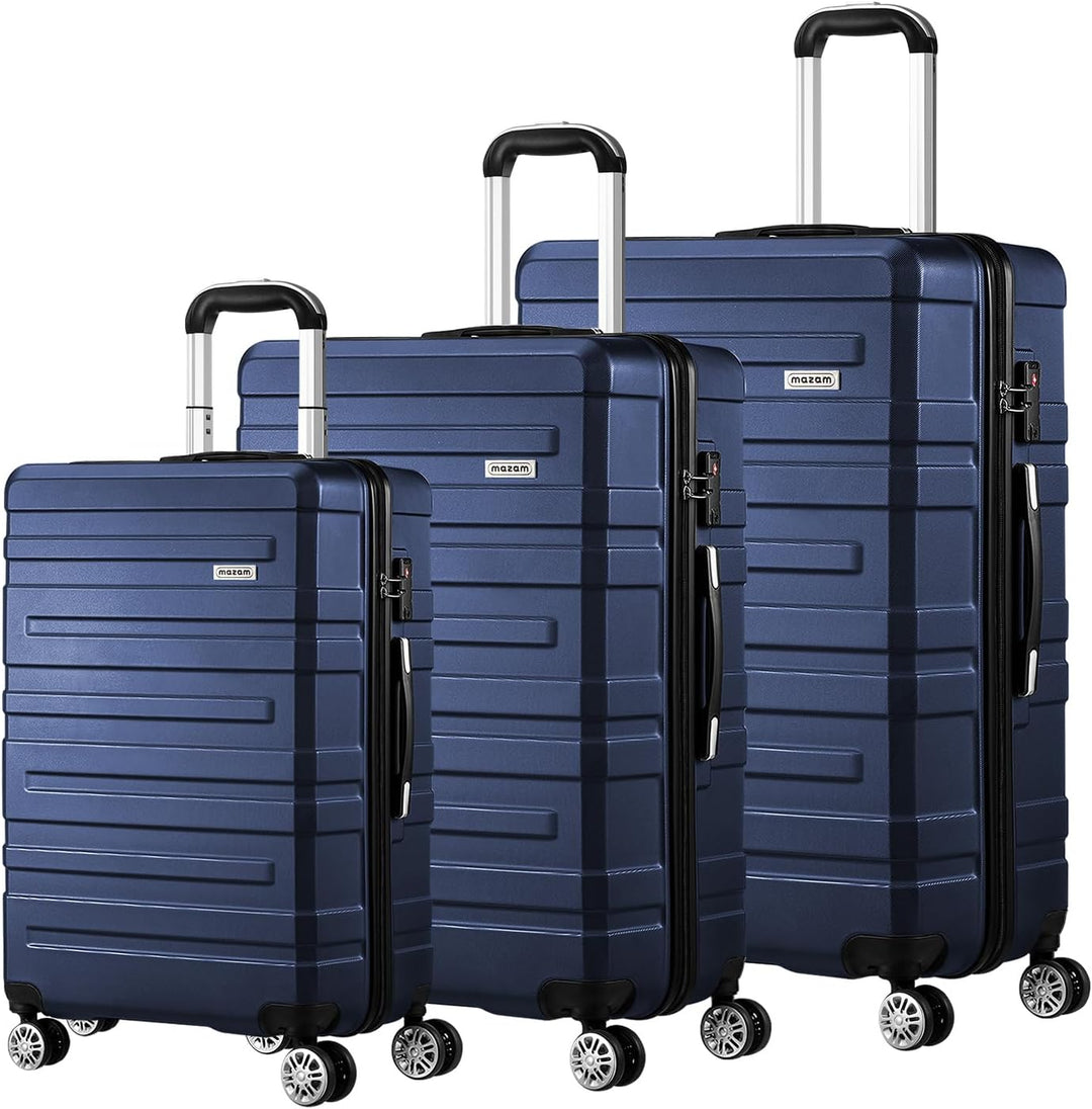 Unisex 3-delige hard-shell spinner kofferset met TSA-slot, ideaal voor veilige reizen.