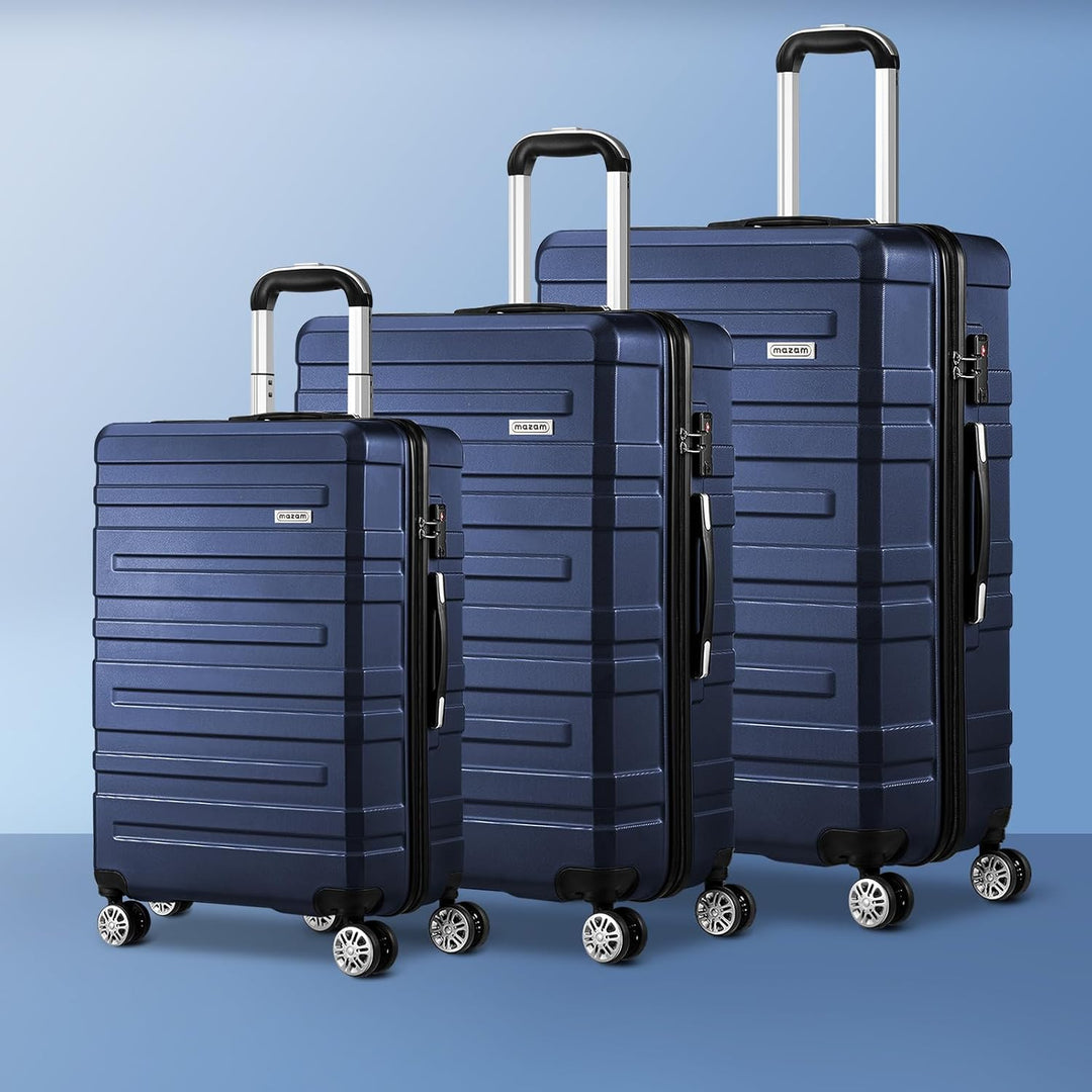 Drie robuuste hard-shell koffers met soepele 360° spinner wielen voor moeiteloos transport.