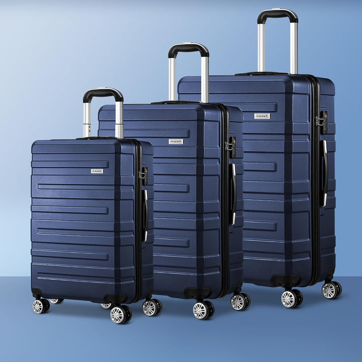 Drie robuuste hard-shell koffers met soepele 360° spinner wielen voor moeiteloos transport.