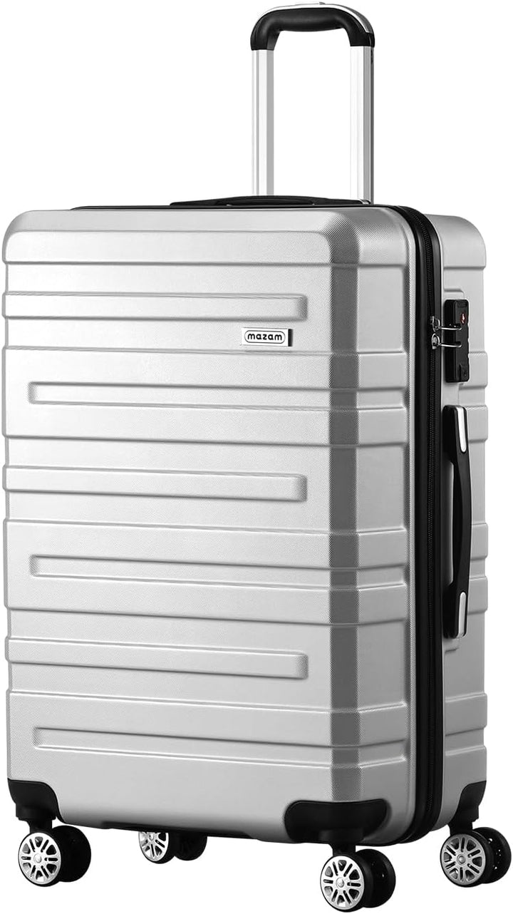 Het TSA-slot detail op een van de duurzame hard-shell koffers uit de 3-delige set.