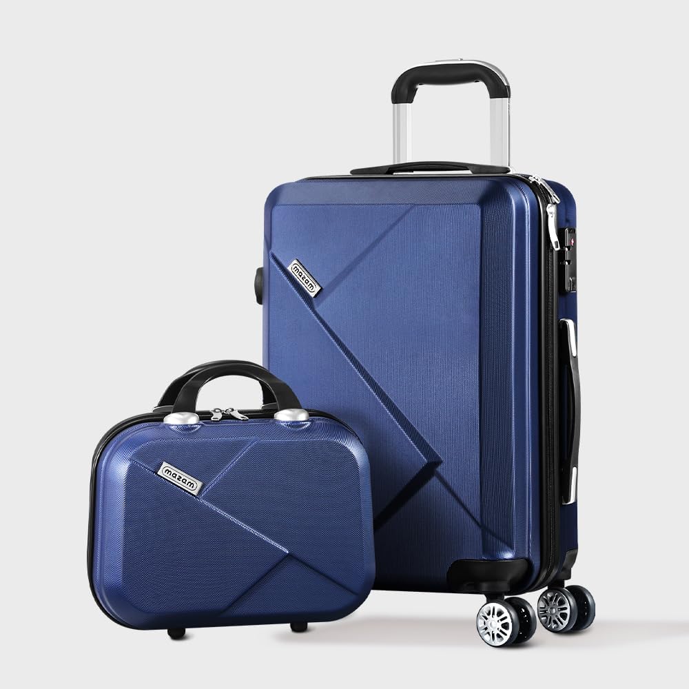 Zijaanzicht van de complete 3-delige unisex hard-shell kofferset, klaar voor vertrek.