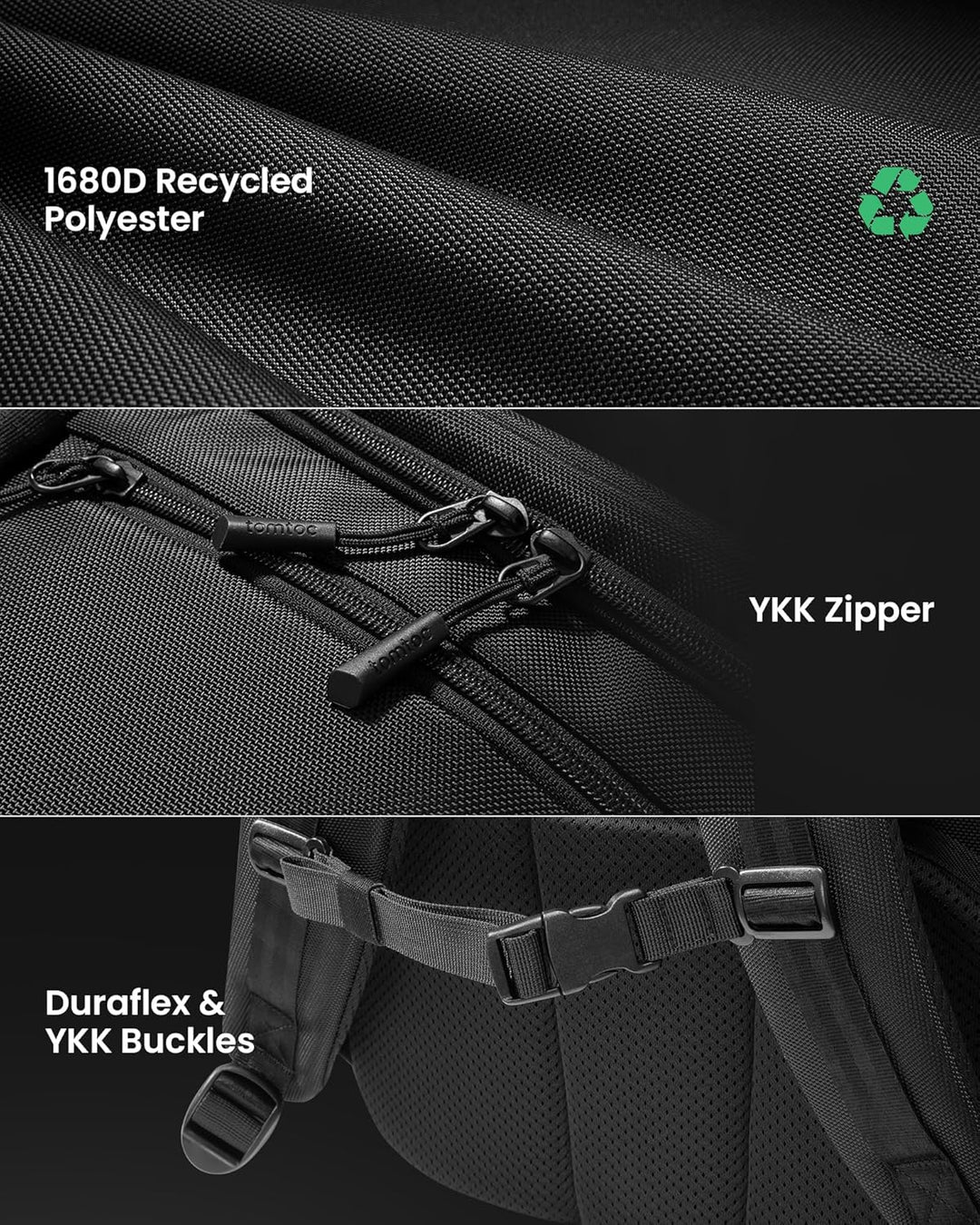 Sterke, waterafstotende 38L TSA-handbagage rugzak met ritsen, ideaal voor duurzaam reizen.